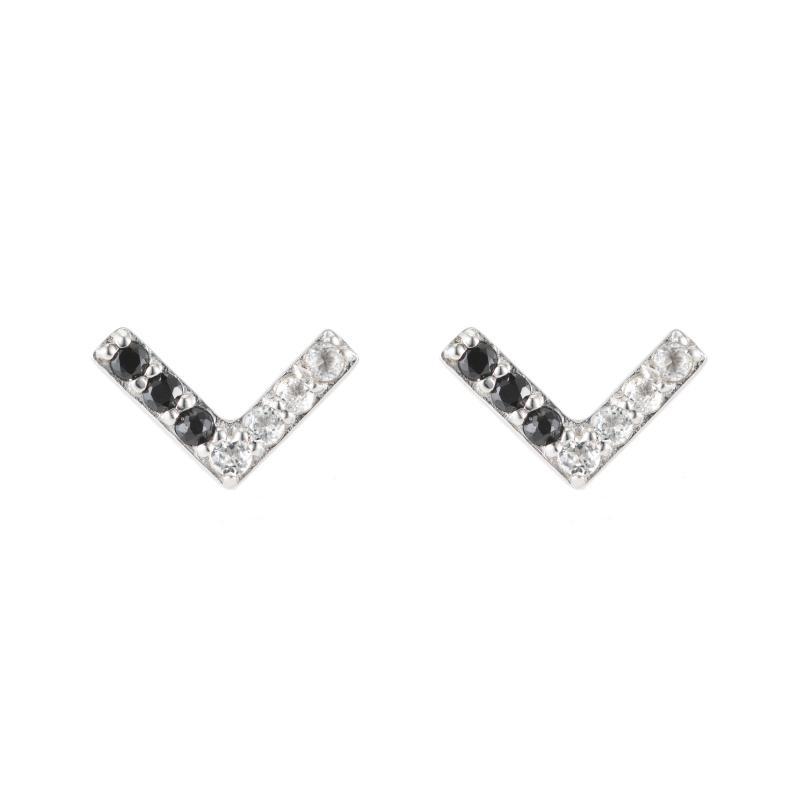 Portland Pavé Chevron Stud Earrings-Earrings-Ashley Schenkein Jewelry Design