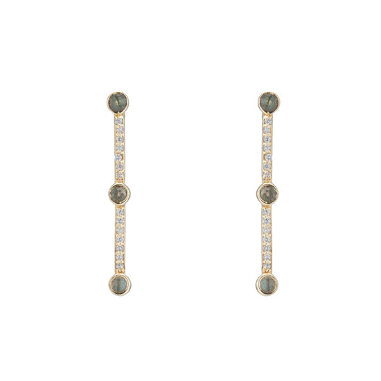 Montreal Pavé Bar and Gemstone Earrings-Earrings-Ashley Schenkein Jewelry Design