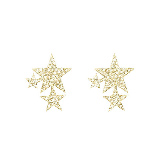 Diamond Pavé Triple Star Studs-Earrings-Ashley Schenkein Jewelry Design