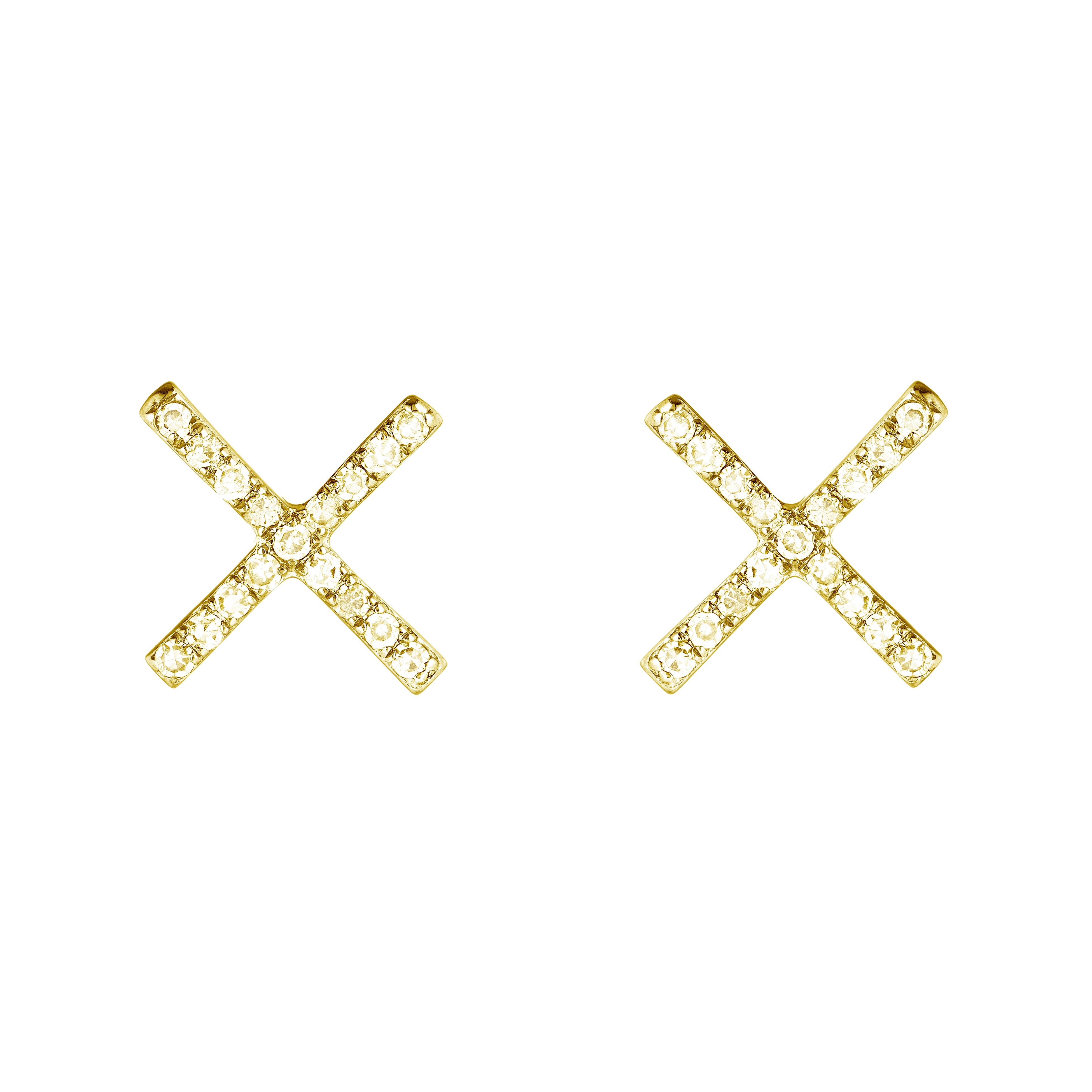 Diamond Pavé X Earrings-Earrings-Ashley Schenkein Jewelry Design