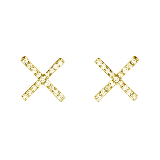 Diamond Pavé X Earrings-Earrings-Ashley Schenkein Jewelry Design