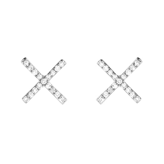 Diamond Pavé X Earrings-Earrings-Ashley Schenkein Jewelry Design