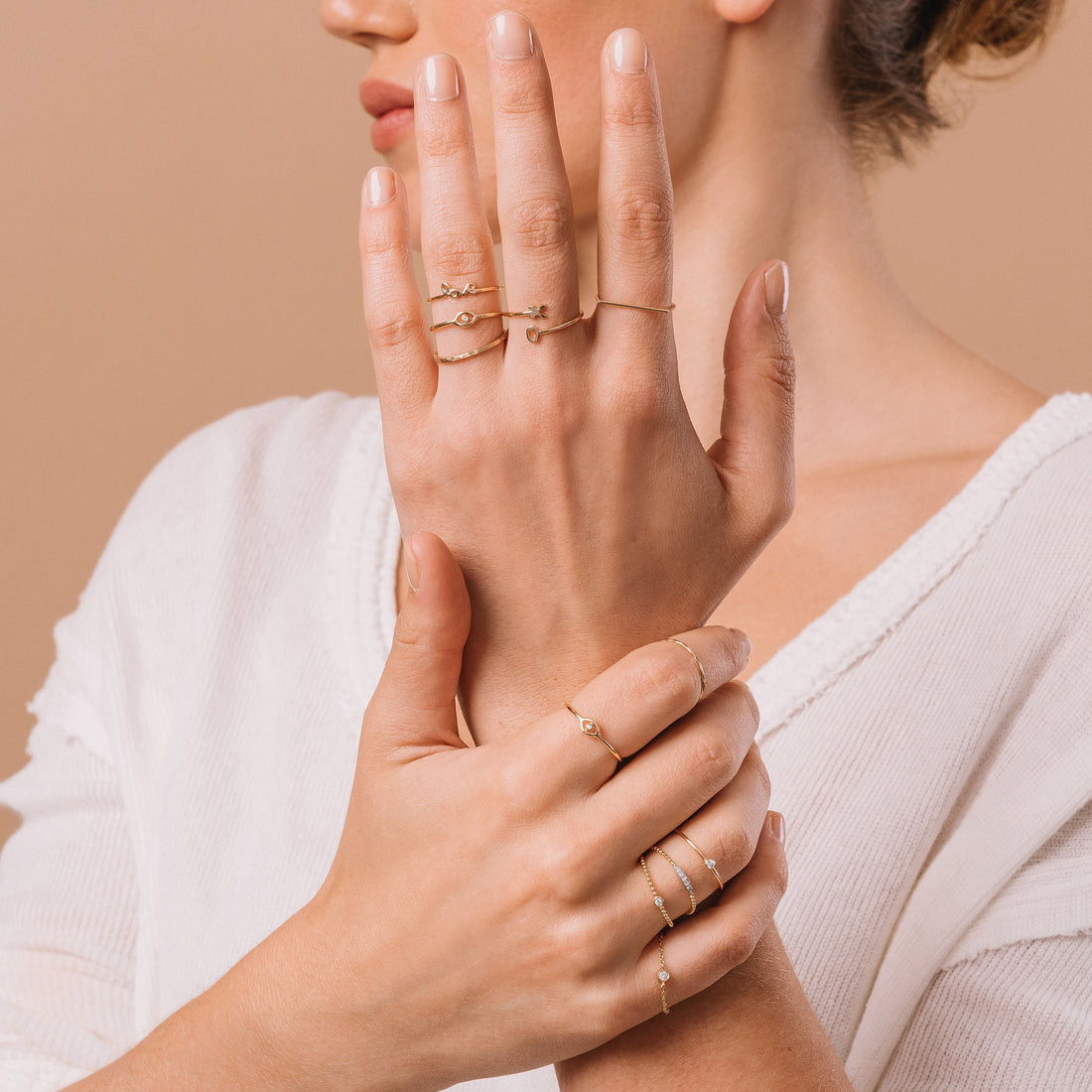 Solid Gold Delicate Hammered Band, 14k-Rings-Ashley Schenkein Jewelry Design