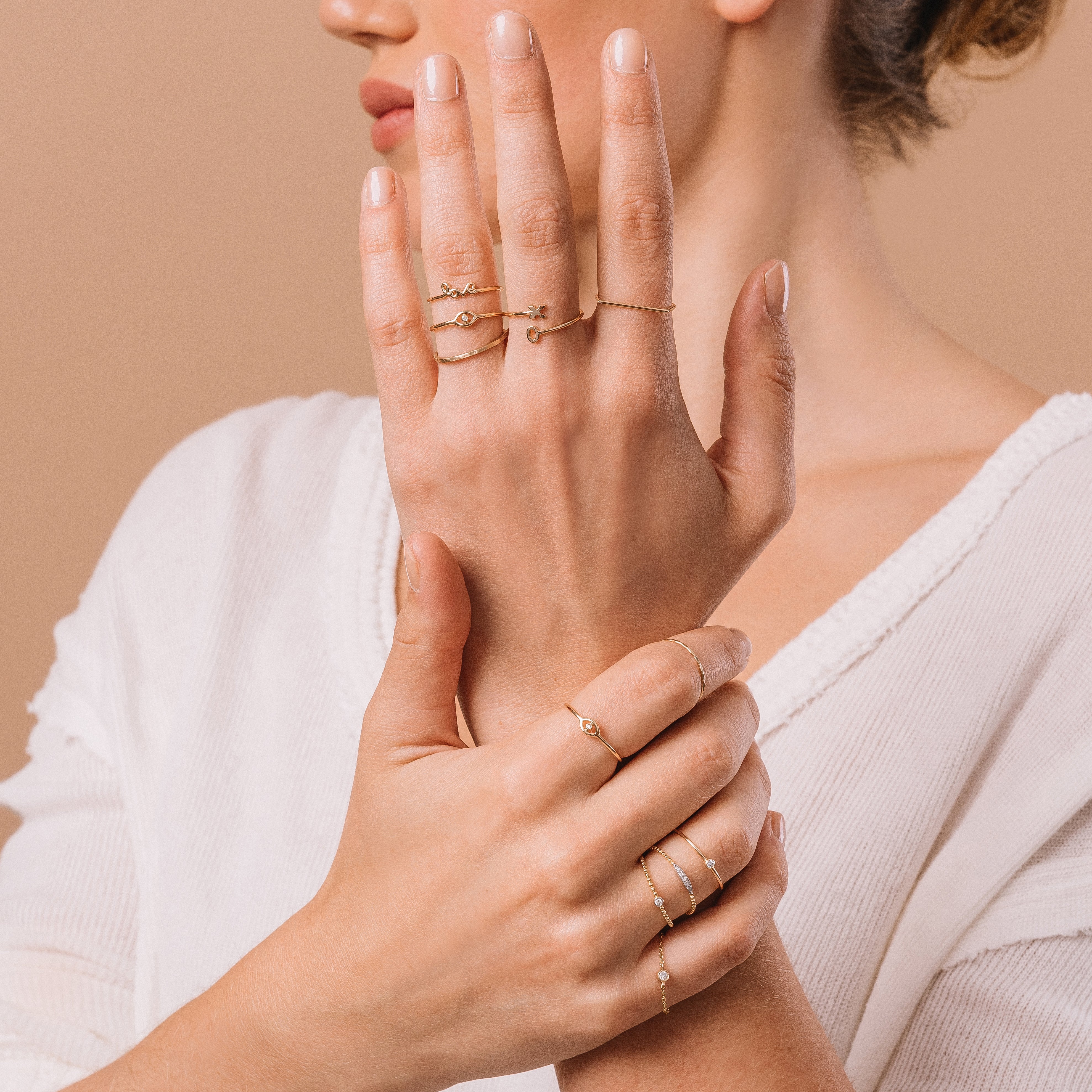 Solid Gold Delicate Hammered Band, 14k-Rings-Ashley Schenkein Jewelry Design