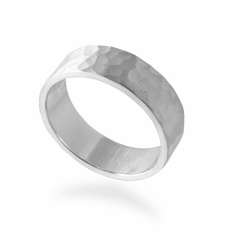 Hammered Square Edge Wedding Band-Wedding Band-Ashley Schenkein Jewelry Design