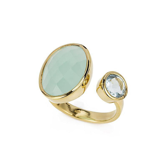 Double Bezel Gemstone Adjustable Ring-Rings-Ashley Schenkein Jewelry Design