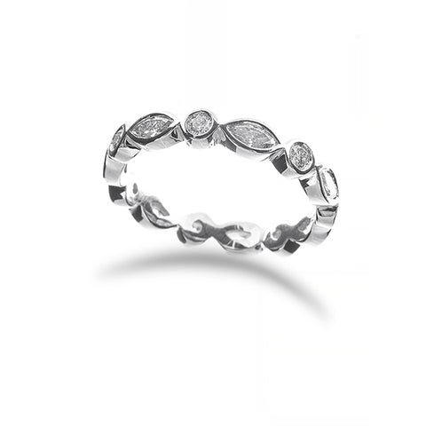 Eternity Wedding Band w/ Round Diamonds in Marquise Shape Bezel - Gale  Diamonds Chicago