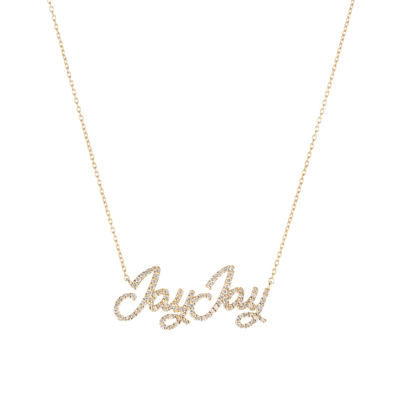 Diamond Pavé Personalized Cursive Necklace-Necklaces-Ashley Schenkein Jewelry Design