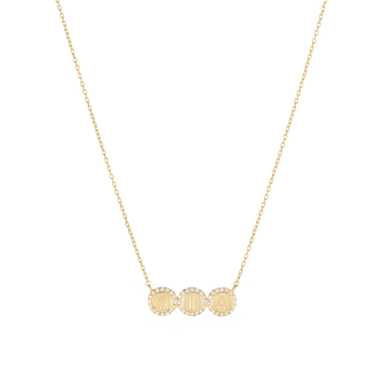 Diamond Pavé Personalized Disc Necklace-Necklaces-Ashley Schenkein Jewelry Design