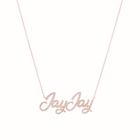 Diamond Pavé Personalized Cursive Necklace-Necklaces-Ashley Schenkein Jewelry Design