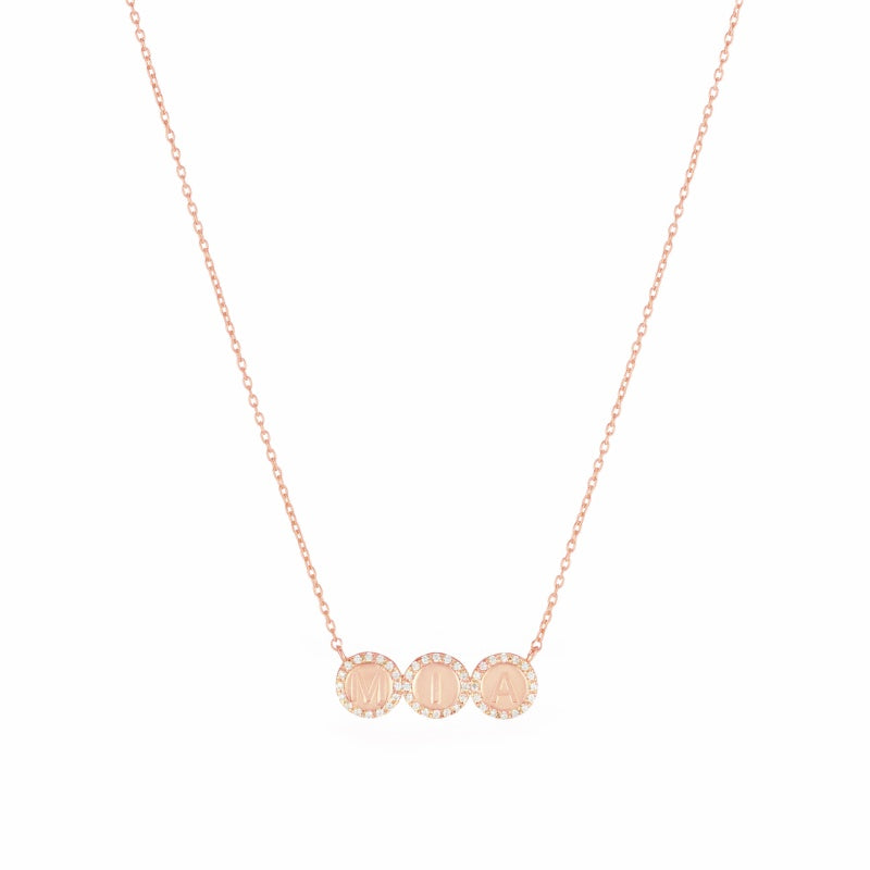 Diamond Pavé Personalized Disc Necklace-Necklaces-Ashley Schenkein Jewelry Design