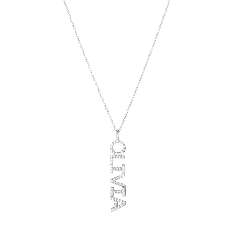 Diamond Pavé Personalized Block Letter Pendant Necklace-Necklaces-Ashley Schenkein Jewelry Design