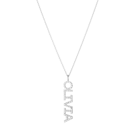 Diamond Pavé Personalized Block Letter Pendant Necklace-Necklaces-Ashley Schenkein Jewelry Design