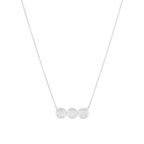 Diamond Pavé Personalized Disc Necklace-Necklaces-Ashley Schenkein Jewelry Design