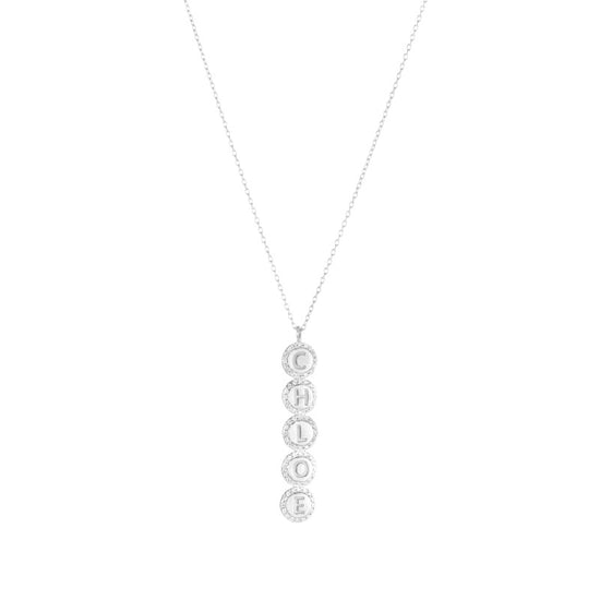 Diamond Pavé Personalized Disc Drop Necklace-Necklaces-Ashley Schenkein Jewelry Design