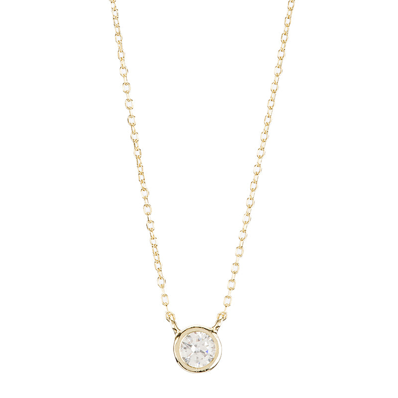 Single Bezel CZ Necklace-Necklace-Ashley Schenkein Jewelry Design