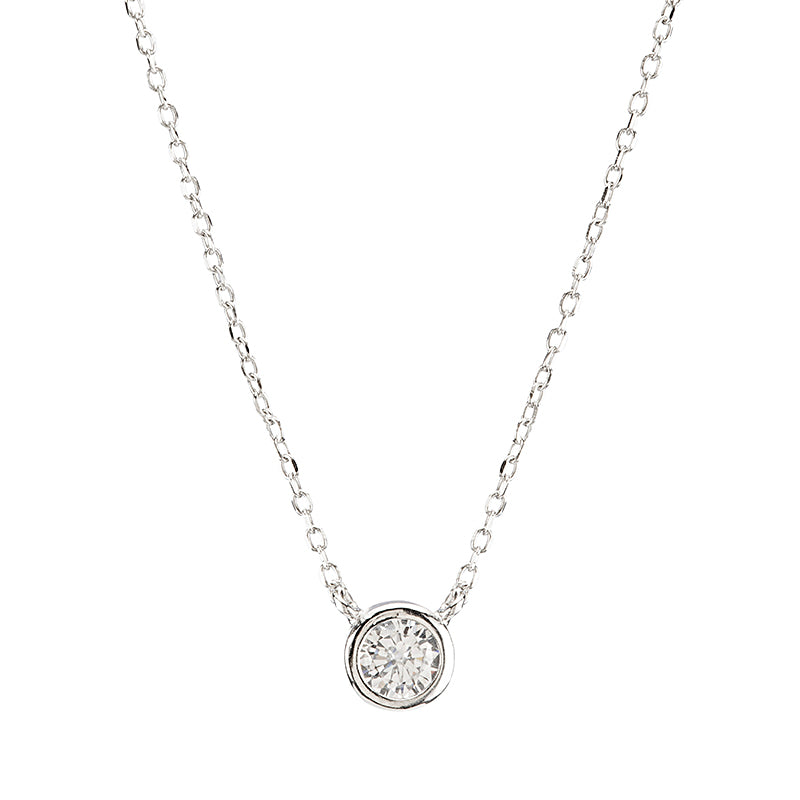 Single Bezel CZ Necklace-Necklace-Ashley Schenkein Jewelry Design