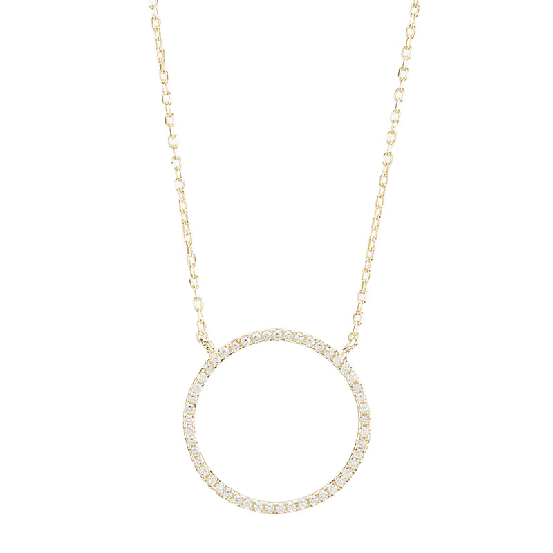 Open Circle Pavé CZ Necklace-Necklace-Ashley Schenkein Jewelry Design