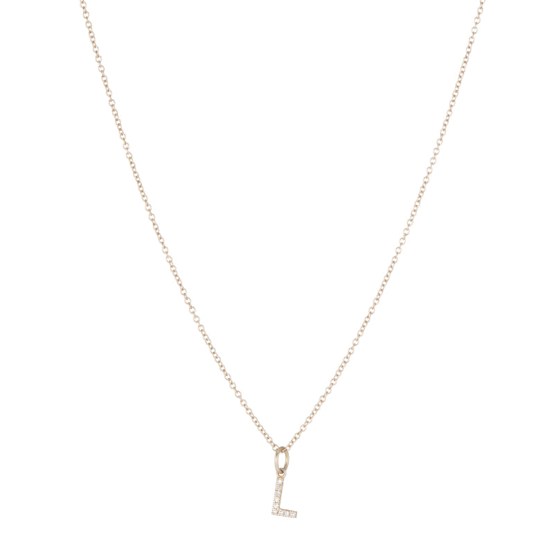 Diamond Initial Charm 14k Yellow Gold Necklace-Necklace-Ashley Schenkein Jewelry Design