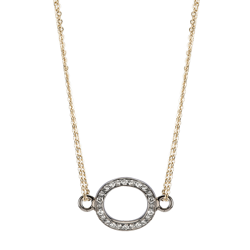 Diamond Open Oval Necklace-Necklace-Ashley Schenkein Jewelry Design