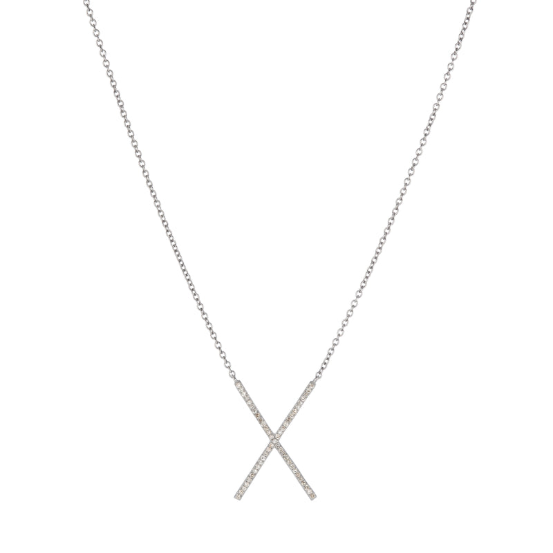 Diamond Pavé X Necklace-Necklace-Ashley Schenkein Jewelry Design