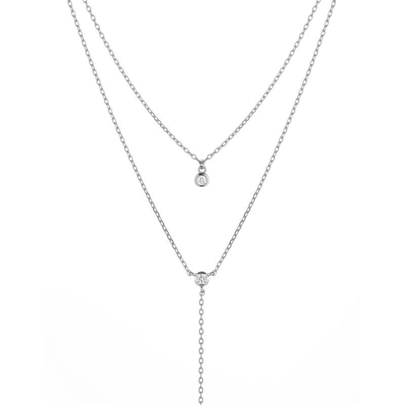 Melrose CZ Double Y Drop Necklace-Necklace-Ashley Schenkein Jewelry Design