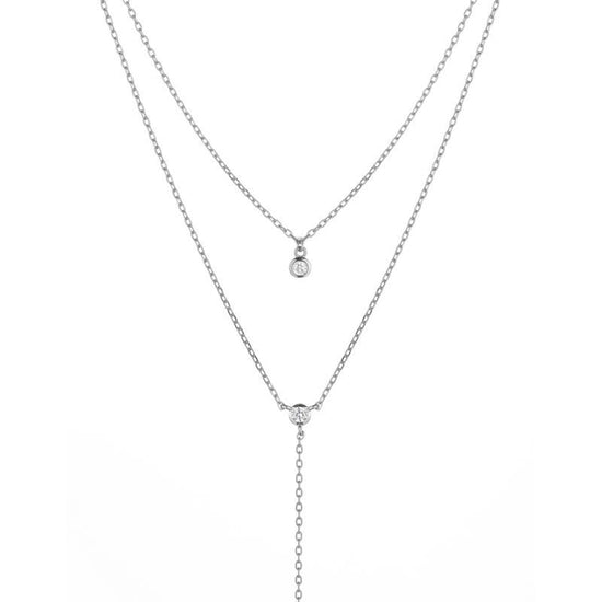 Melrose CZ Double Y Drop Necklace-Necklace-Ashley Schenkein Jewelry Design