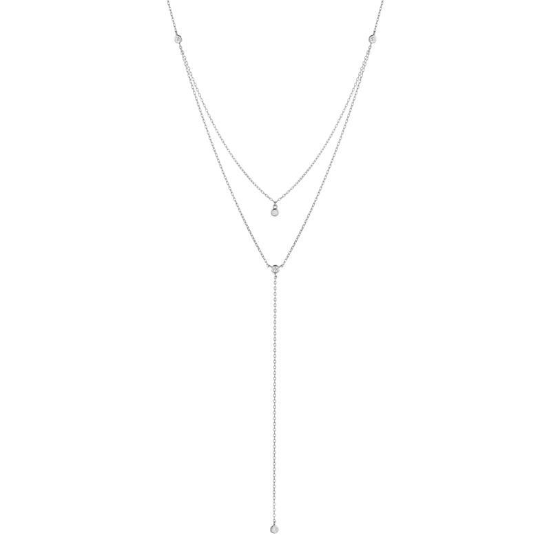 Melrose CZ Double Y Drop Necklace-Necklace-Ashley Schenkein Jewelry Design