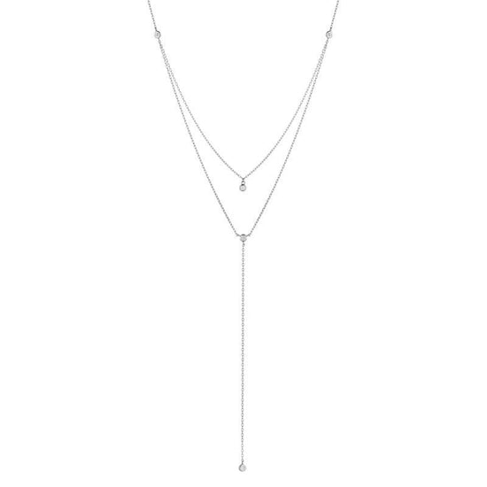 Melrose CZ Double Y Drop Necklace-Necklace-Ashley Schenkein Jewelry Design