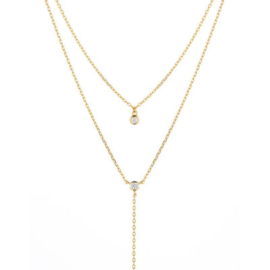 Melrose CZ Double Y Drop Necklace-Necklace-Ashley Schenkein Jewelry Design