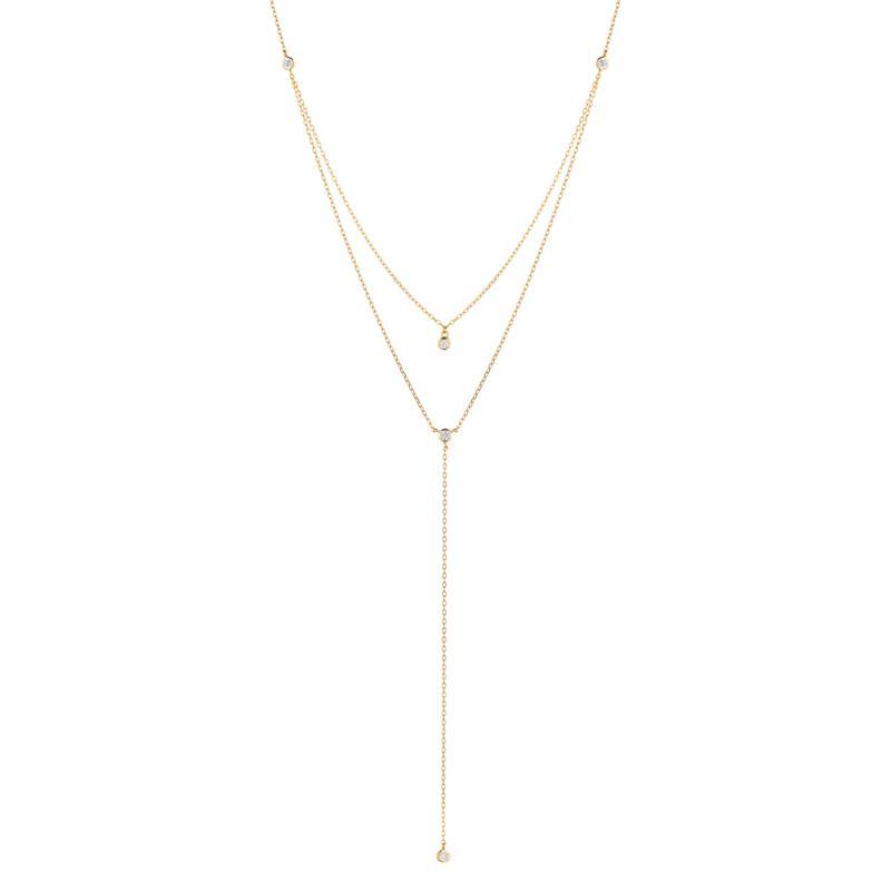 Melrose CZ Double Y Drop Necklace-Necklace-Ashley Schenkein Jewelry Design