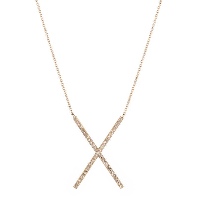 Diamond Pavé X Necklace, 14ky-Necklace-Ashley Schenkein Jewelry Design