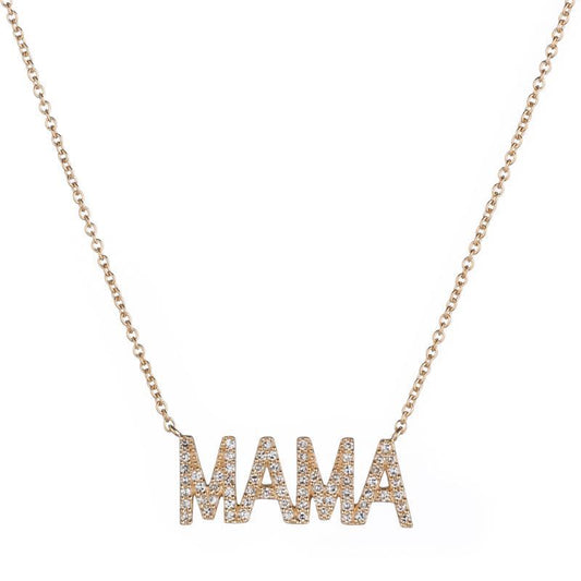 Diamond Pavé MAMA Necklace, 14k-Necklace-Ashley Schenkein Jewelry Design