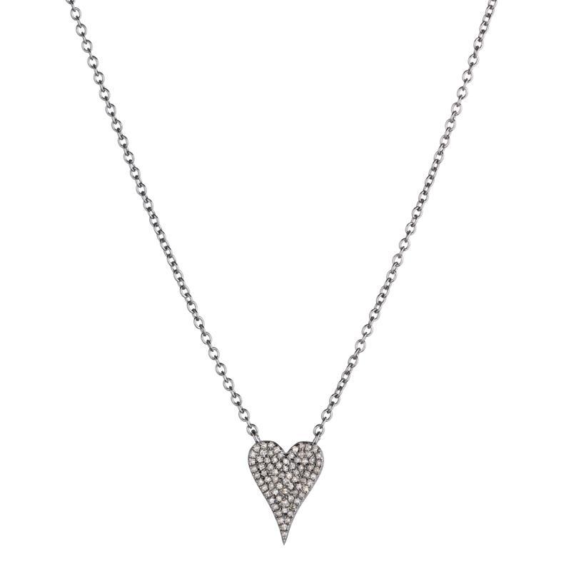 Diamond Pavé Small Heart Necklace -Necklace-Ashley Schenkein Jewelry Design