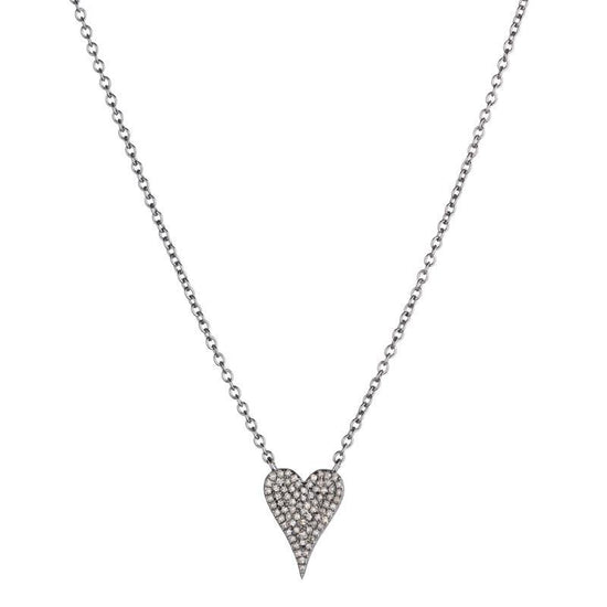 Diamond Pavé Small Heart Necklace -Necklace-Ashley Schenkein Jewelry Design