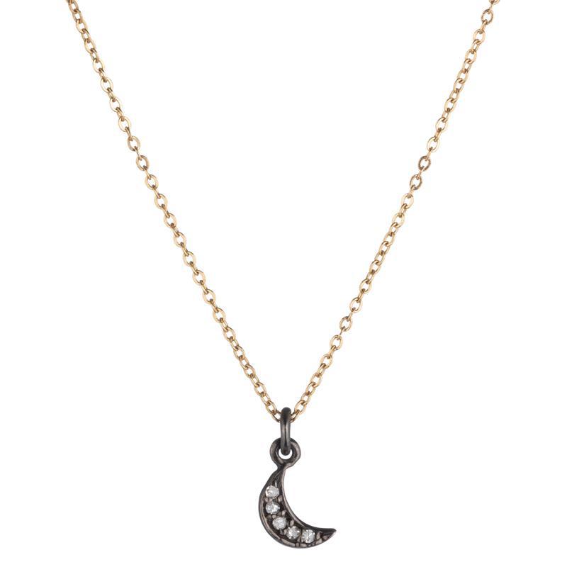 Brooklyn Diamond Mini Moon Necklace-Necklace-Ashley Schenkein Jewelry Design