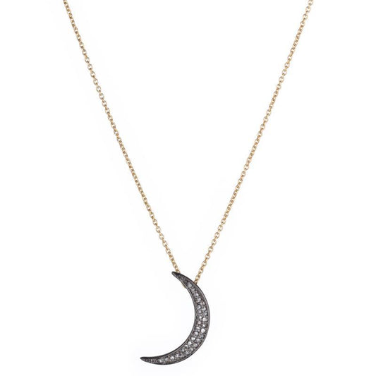 Diamond Moon Necklace-Necklace-Ashley Schenkein Jewelry Design