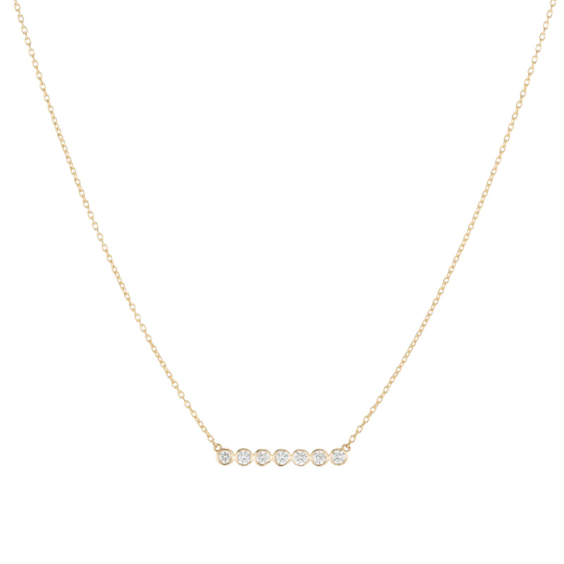 Diamond Bezel Bar Necklace, 14k (7 stones)-Necklaces-Ashley Schenkein Jewelry Design