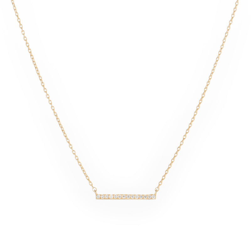 Diamond Pavé Medium Bar Necklace, 14k-Necklace-Ashley Schenkein Jewelry Design