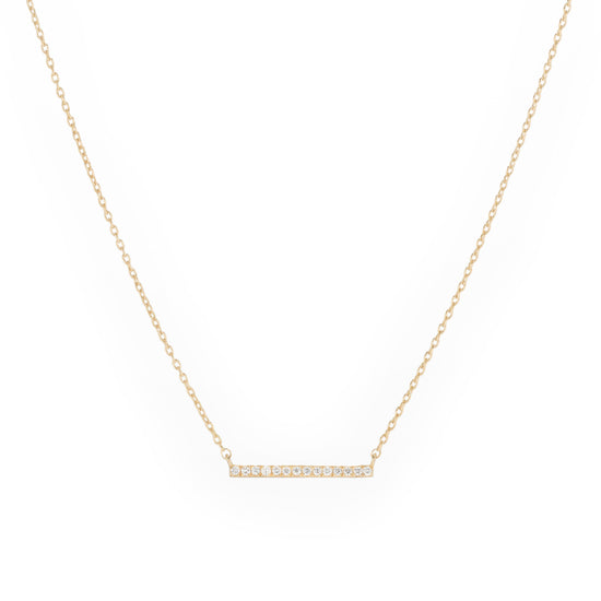 Diamond Pavé Medium Bar Necklace, 14k-Necklace-Ashley Schenkein Jewelry Design