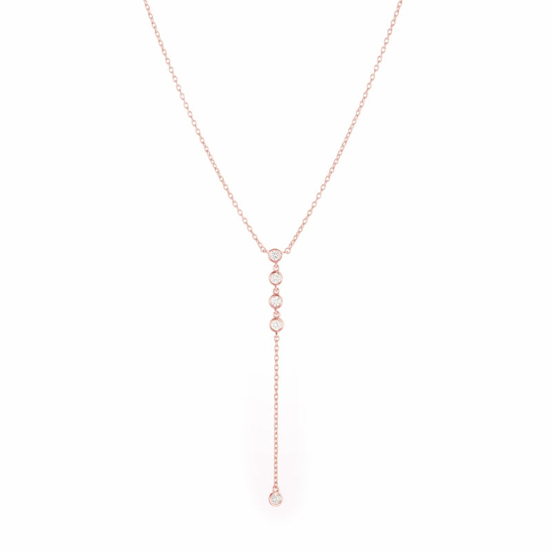 Diamond Bezel Lariat Necklace, 14k-Necklace-Ashley Schenkein Jewelry Design