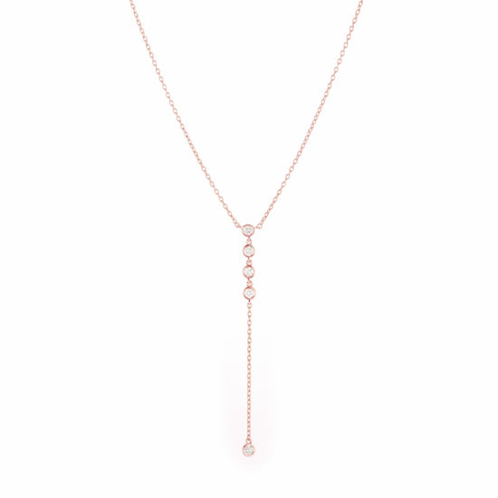 Diamond Bezel Lariat Necklace, 14k-Necklace-Ashley Schenkein Jewelry Design