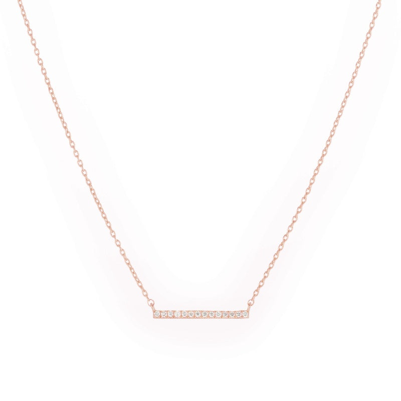 Diamond Pavé Medium Bar Necklace, 14k-Necklace-Ashley Schenkein Jewelry Design