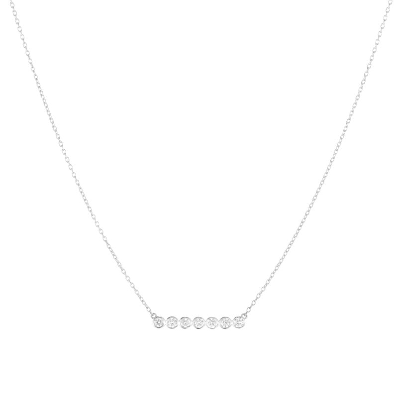 Diamond Bezel Bar Necklace, 14k (7 stones)-Necklaces-Ashley Schenkein Jewelry Design