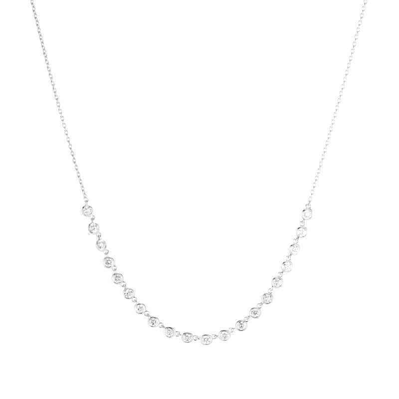 Diamond Bezel Link Necklace, 14k-Necklace-Ashley Schenkein Jewelry Design