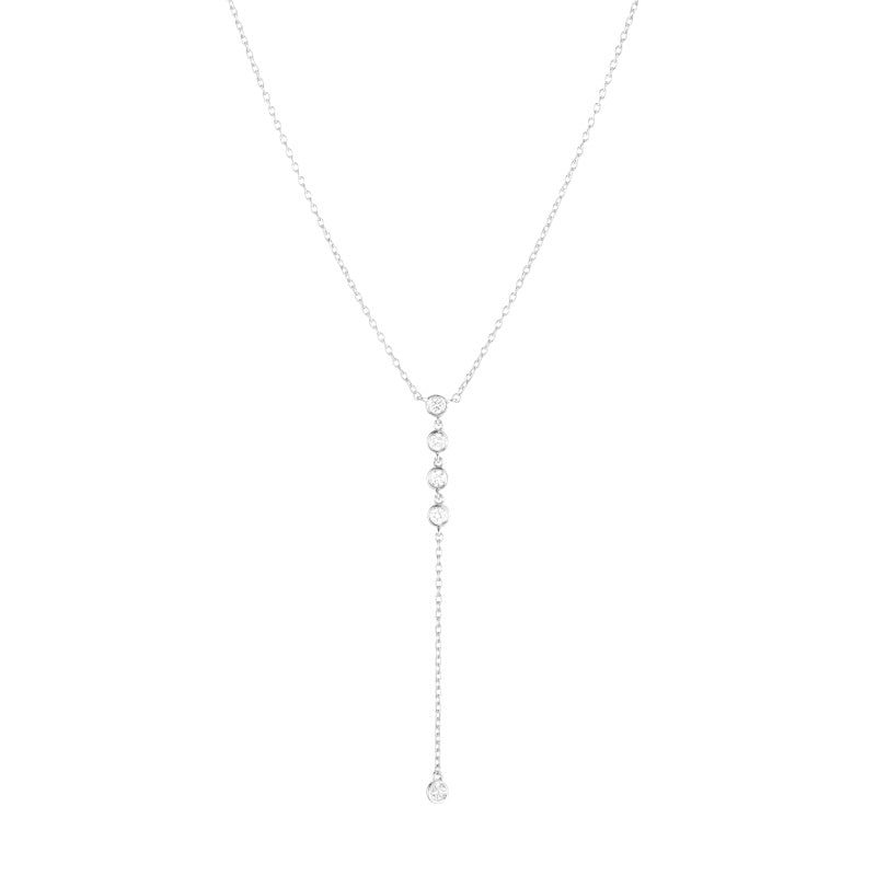 Diamond Bezel Lariat Necklace, 14k-Necklace-Ashley Schenkein Jewelry Design