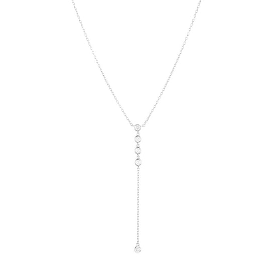 Diamond Bezel Lariat Necklace, 14k-Necklace-Ashley Schenkein Jewelry Design