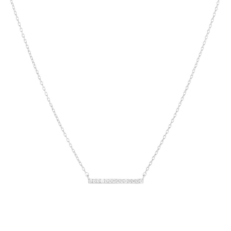 Diamond Pavé Medium Bar Necklace, 14k-Necklace-Ashley Schenkein Jewelry Design