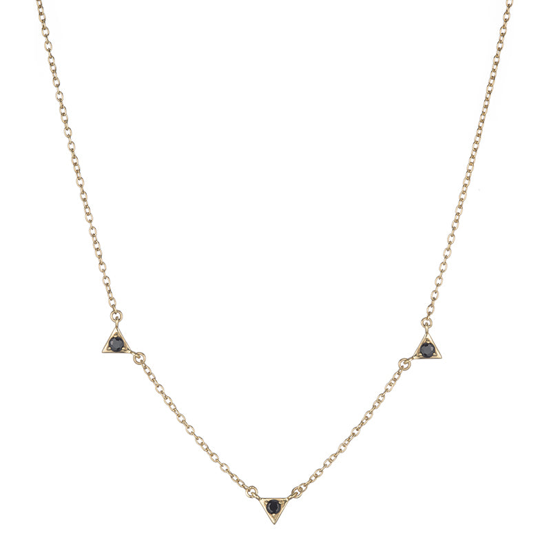 Tokyo Triple Triangle Drop Necklace-Necklace-Ashley Schenkein Jewelry Design