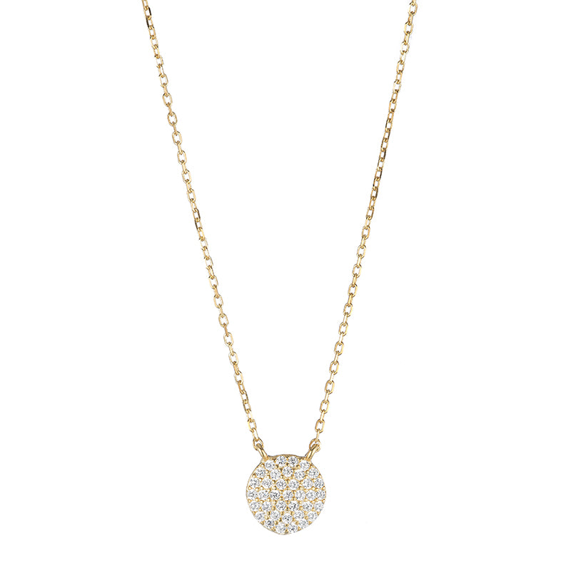 Pavé CZ Disc Necklace-Necklace-Ashley Schenkein Jewelry Design